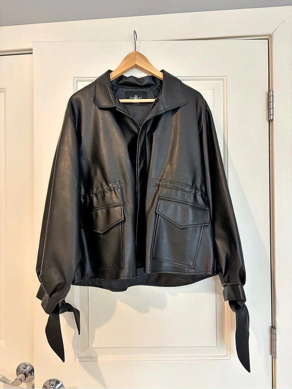 August Black Faux Leather Jacket